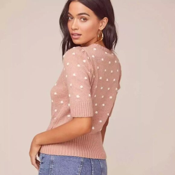 NWT ASTR the Label Melba Polka Dot Knit Top Dark Blush Pink Size Small - Picture 7 of 7